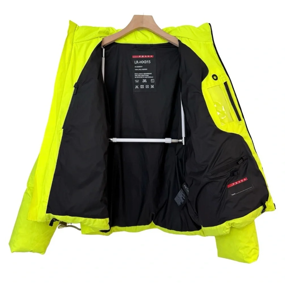 Prada Linea Rossa‎ Down Puffer Coat Neon Yellow LR-HX015 Size XXL